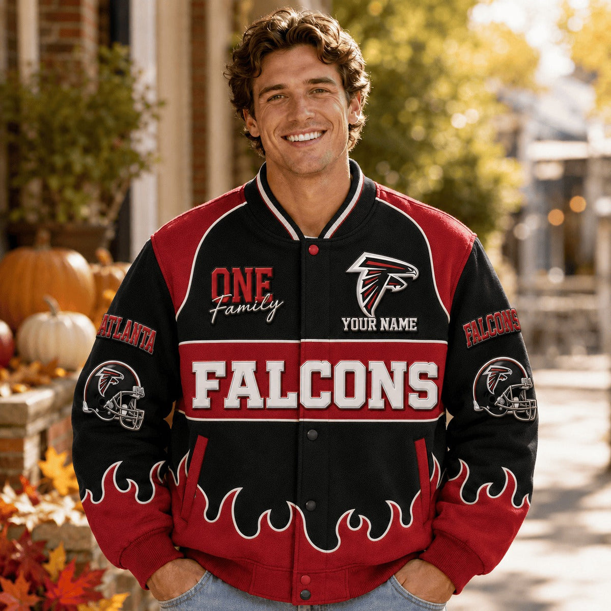 AF NFL Team Baseball Jacket Custom Any Name Gift For Fan