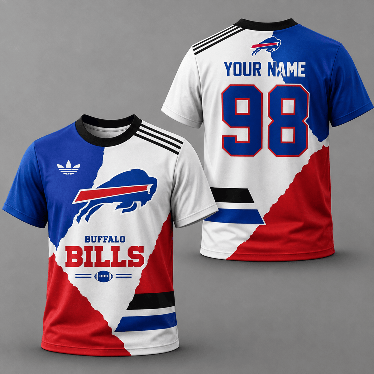 BB Premium Personalized Football Split Design Custom Name Number All Over Print T-Shirt