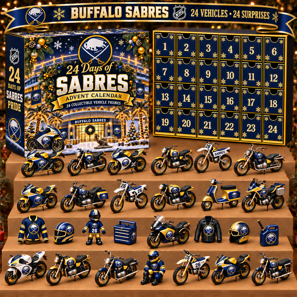 BS x NHL Personalized 24 Days Of Motorcycles Advent Calendar Blink Box