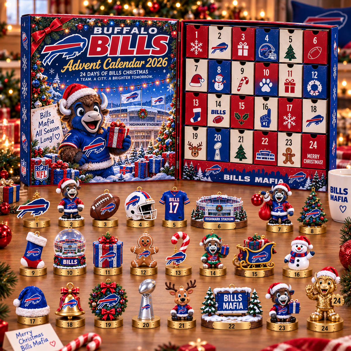BUF x NFL Christmas Advent Calendar 2026 โ 24 Days of NFL Mascot & Holiday Collectibles