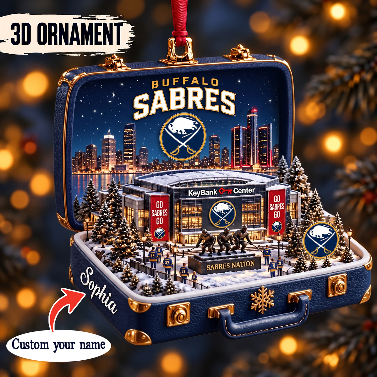 BUF x NHL Christmas KICKOFF Premium Personalized Acrylic Oranment