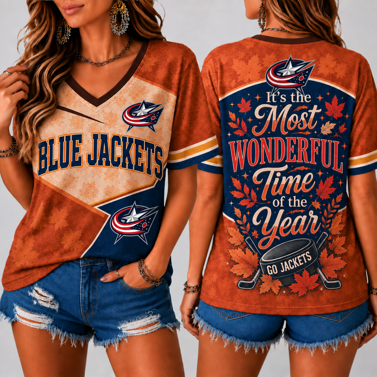 CBJ Premium NHL Fall Game Day V-Neck Shirt