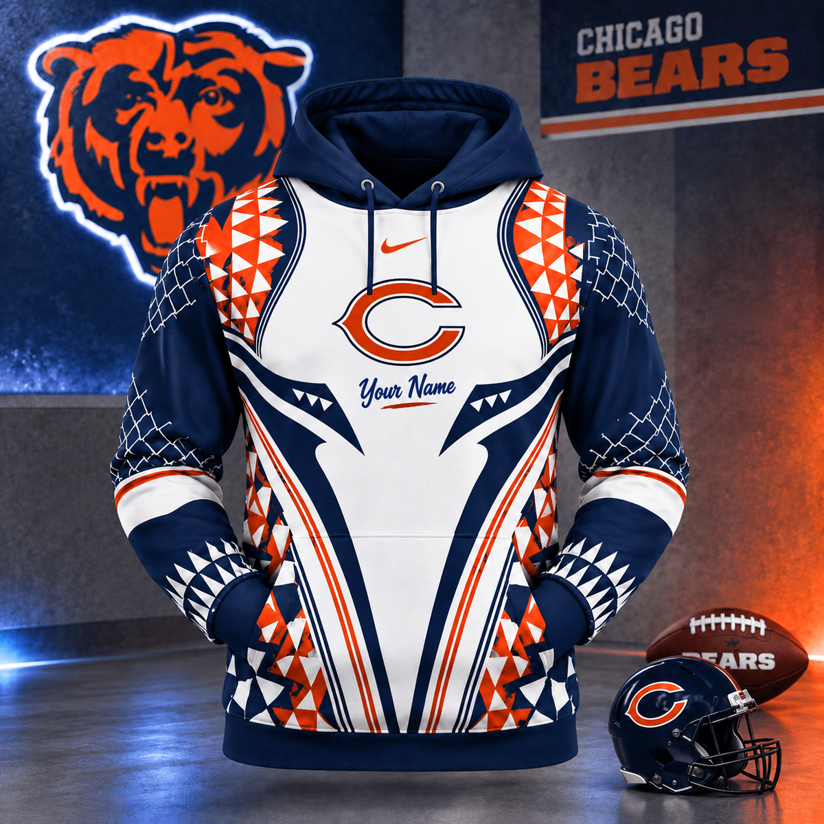 CHI Premium NFL Football Graphic Hoodie