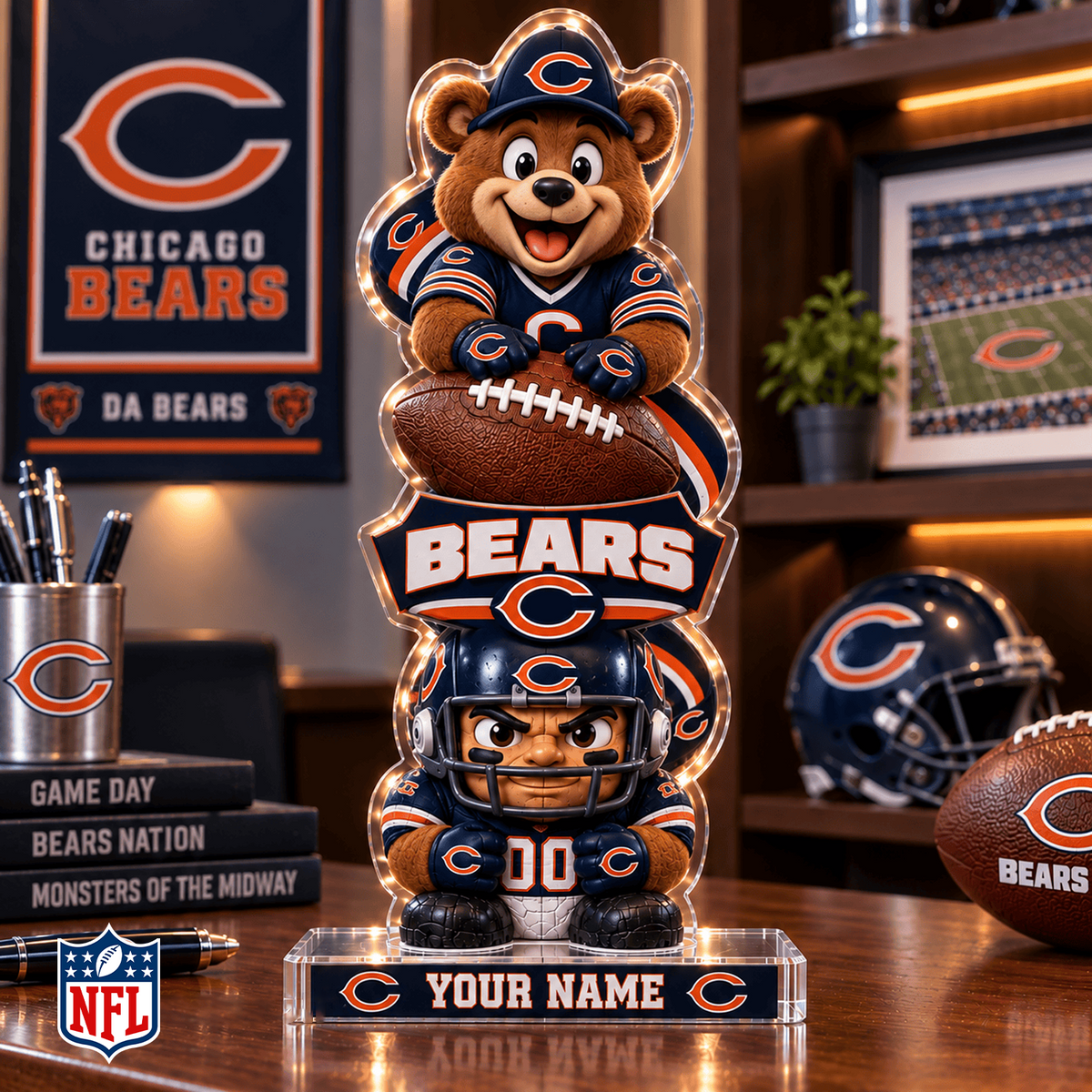 CHI x NFL Christmas KICKOFF Personalized Acrylic Block Plaque
