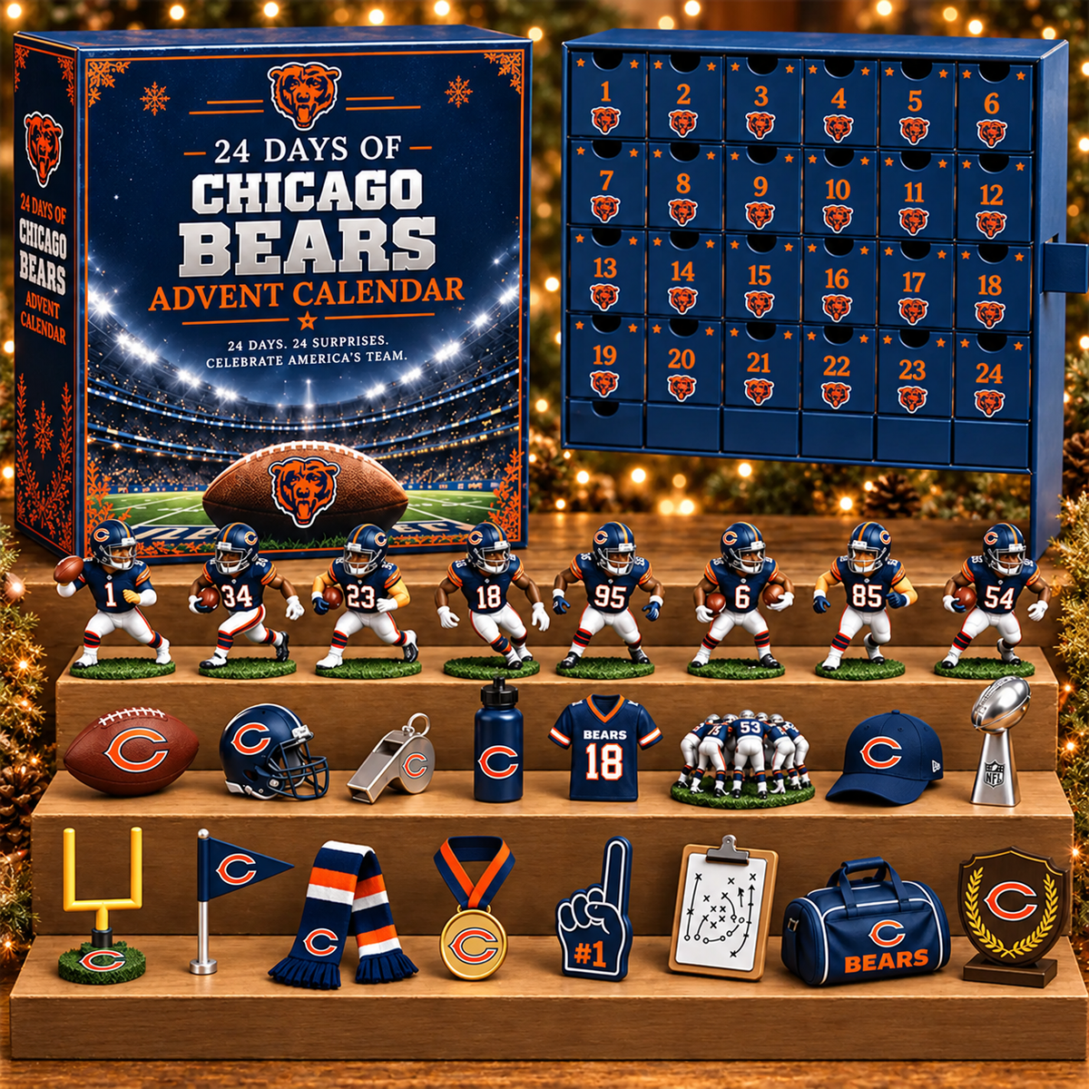CHI x NFL Personalized 24 Days Of American Football Advent Calendar Blink Box