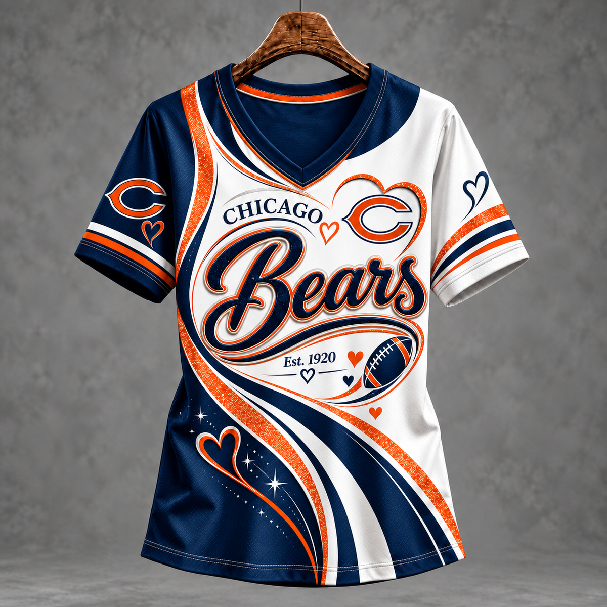 CHI x NFL Premium Womenƒ??s V-Neck Shirt