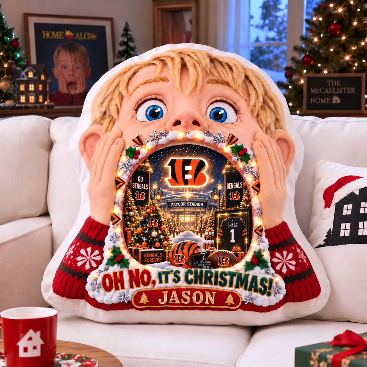 CIN NFL x Home Alone Christmas Personalized Custom Shape Pillow