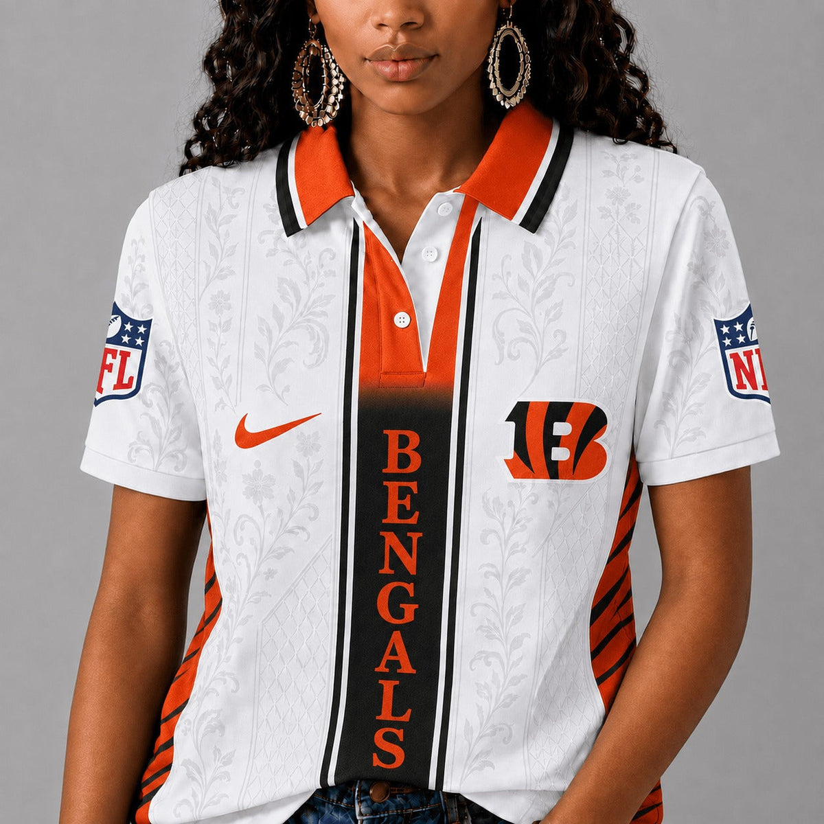 CIN Premium NFL Floral Elegance Polo Shirt