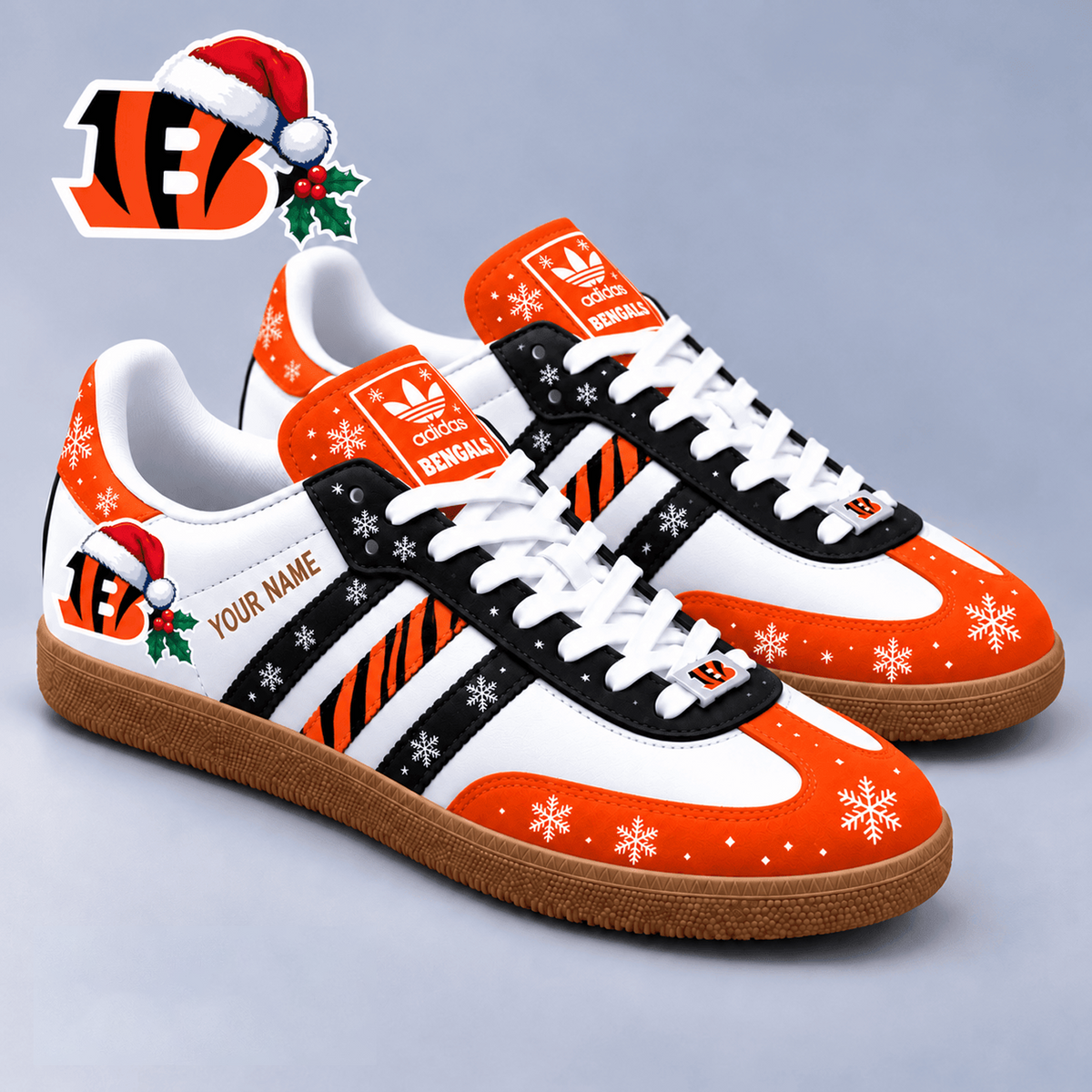 CIN x NFL Christmas Personalized Name Samba Shoes
