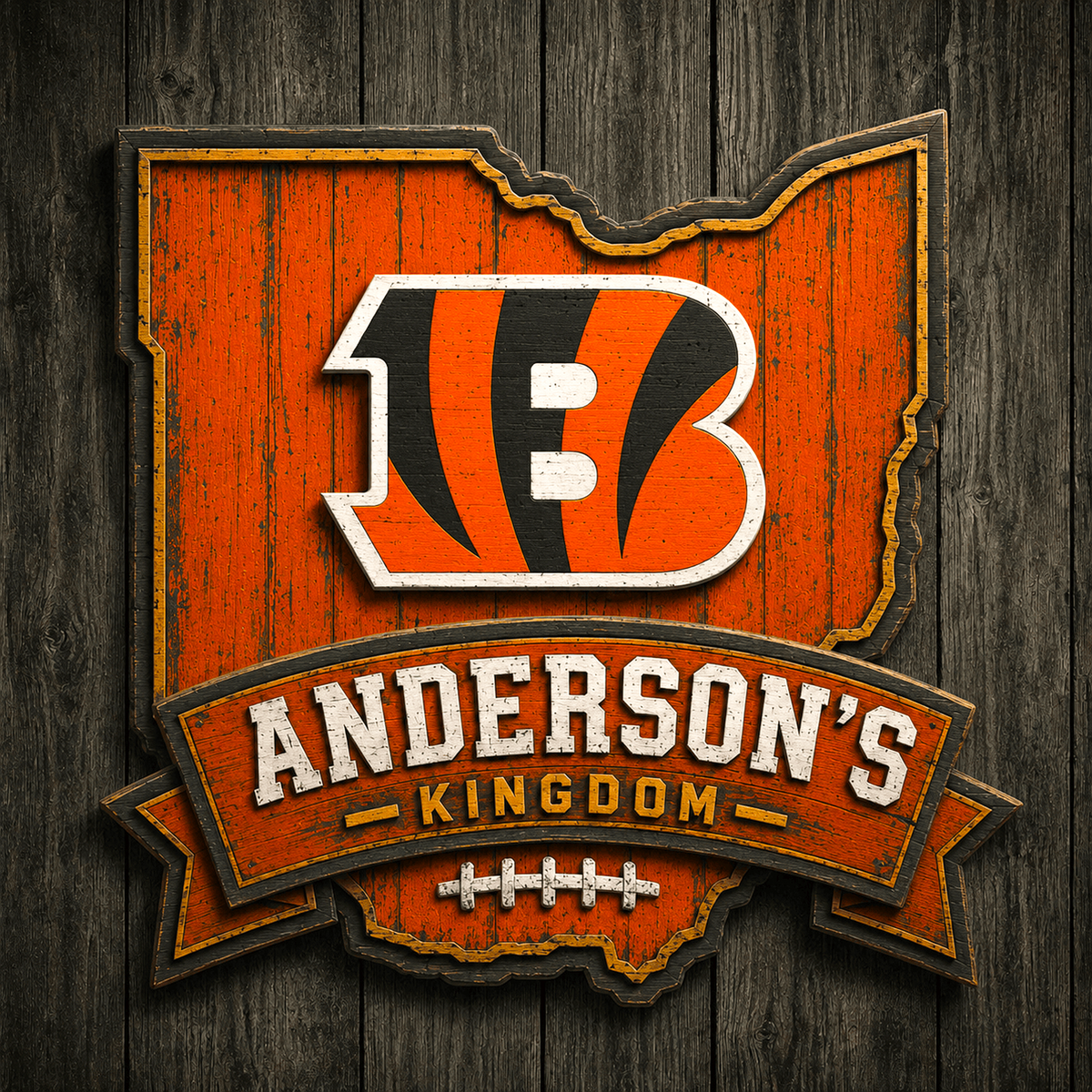 CIN x NFL Personalized Vintage Wooden Sign