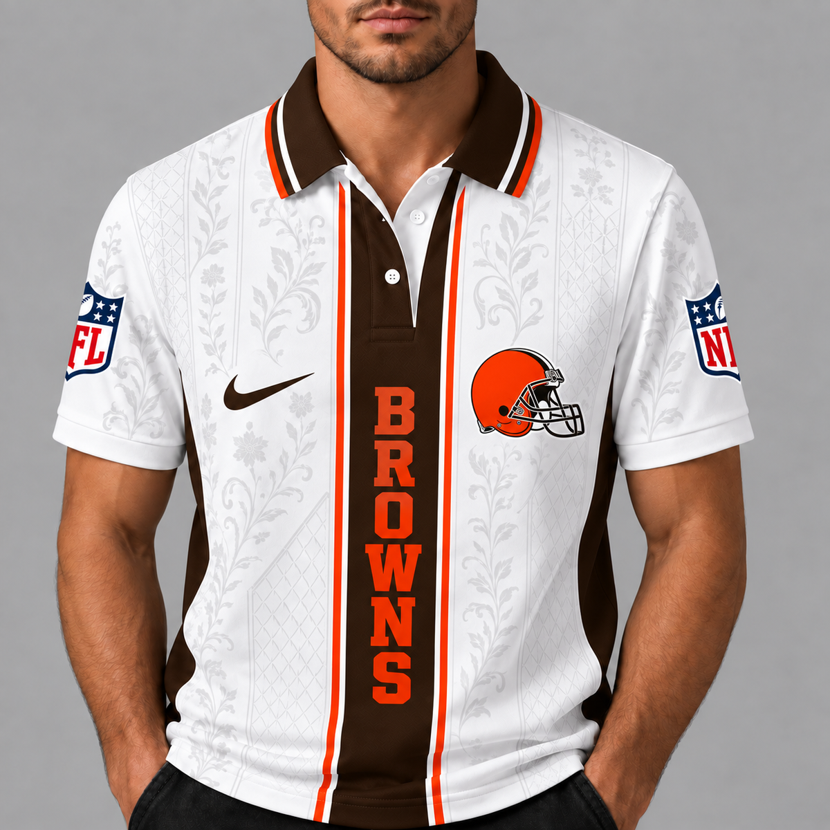 CLE Premium NFL Floral Elegance Menƒ??s Polo Shirt