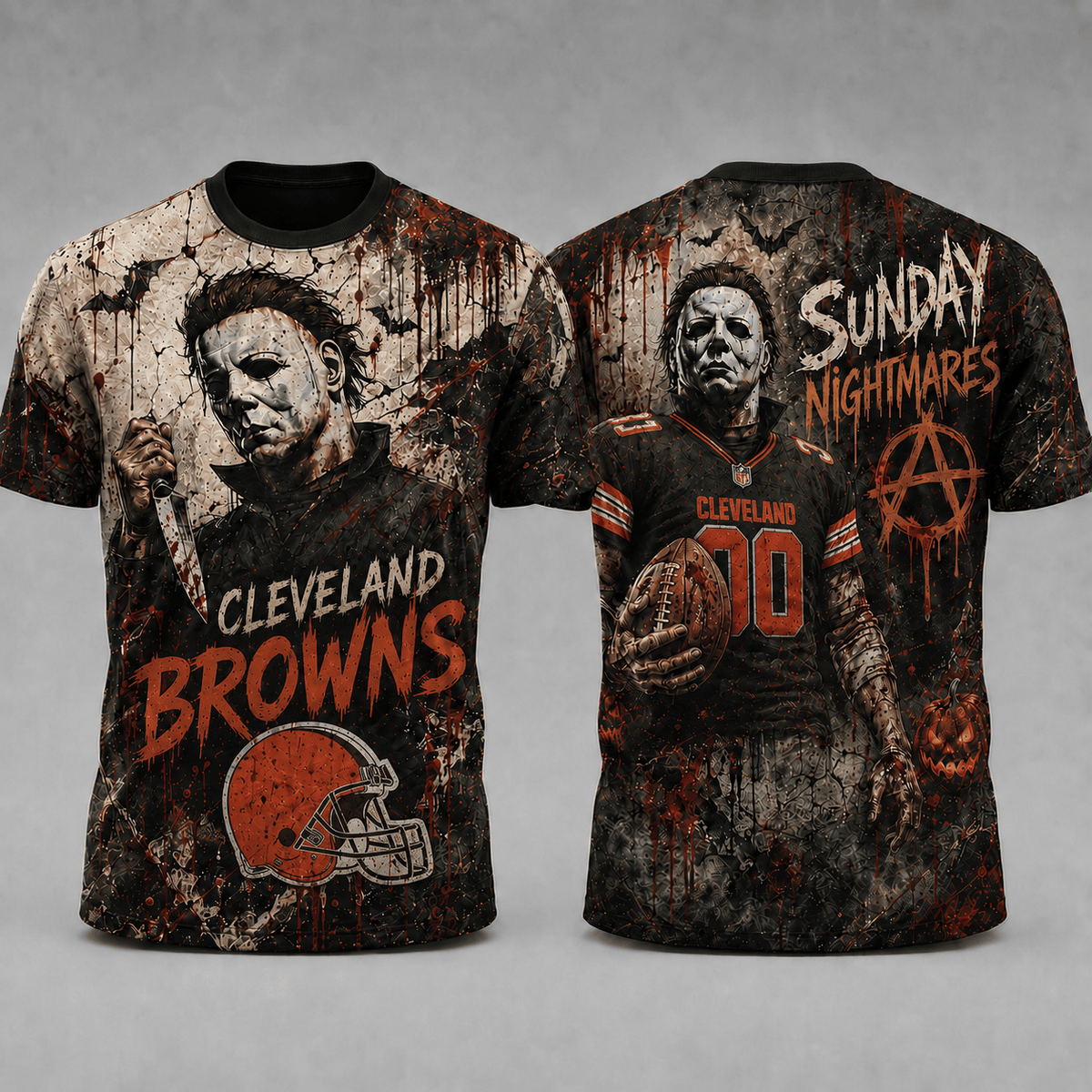 CLE Premium NFL Michael Myers Sunday Nightmares 3D T-Shirt For Horror Football Fans