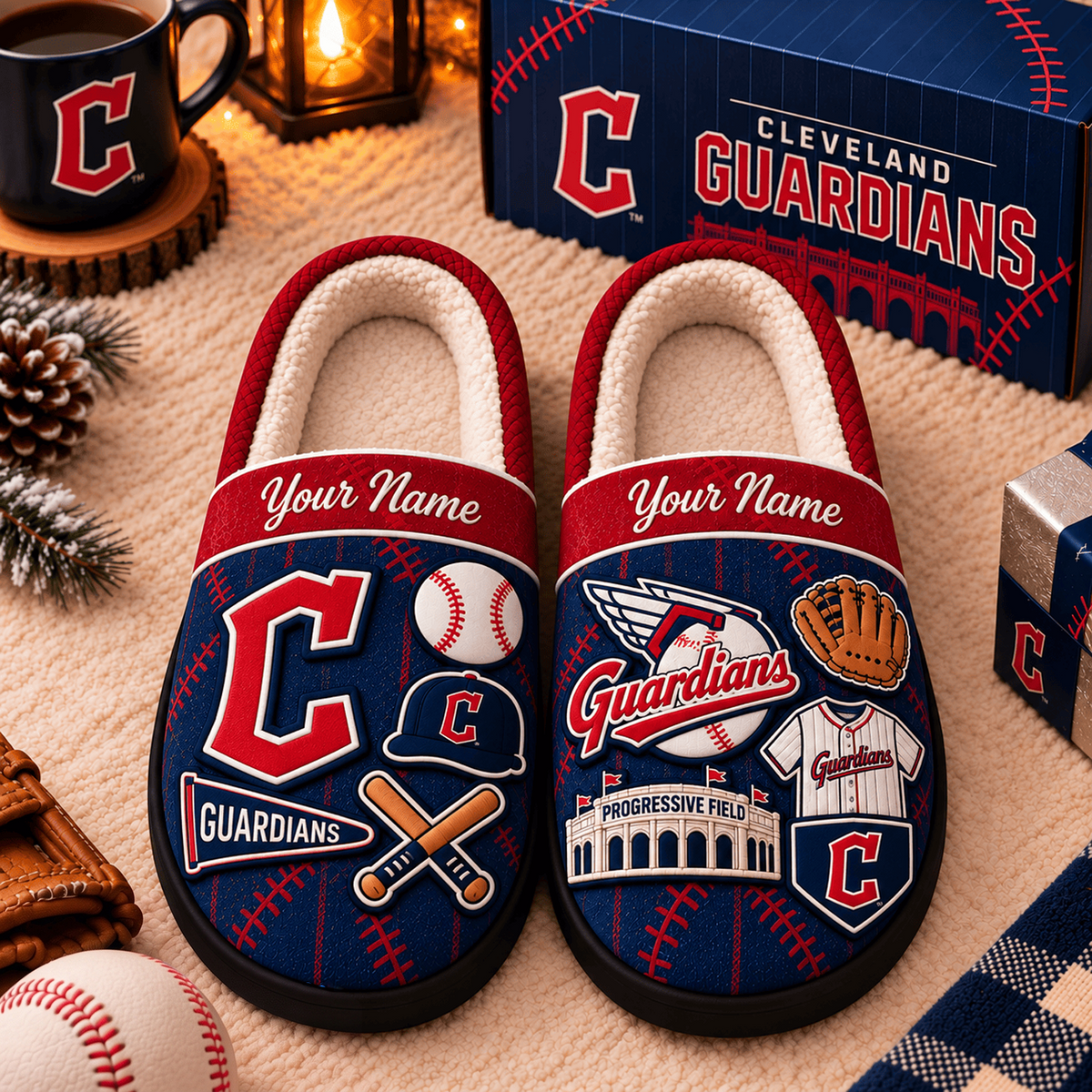 CLE x MLB Game Day Personalized Name Slipper