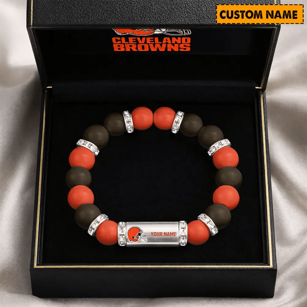 CLE x NFL Custom Name Handcrafted Lucky Energy Bracelet Gift For Fans