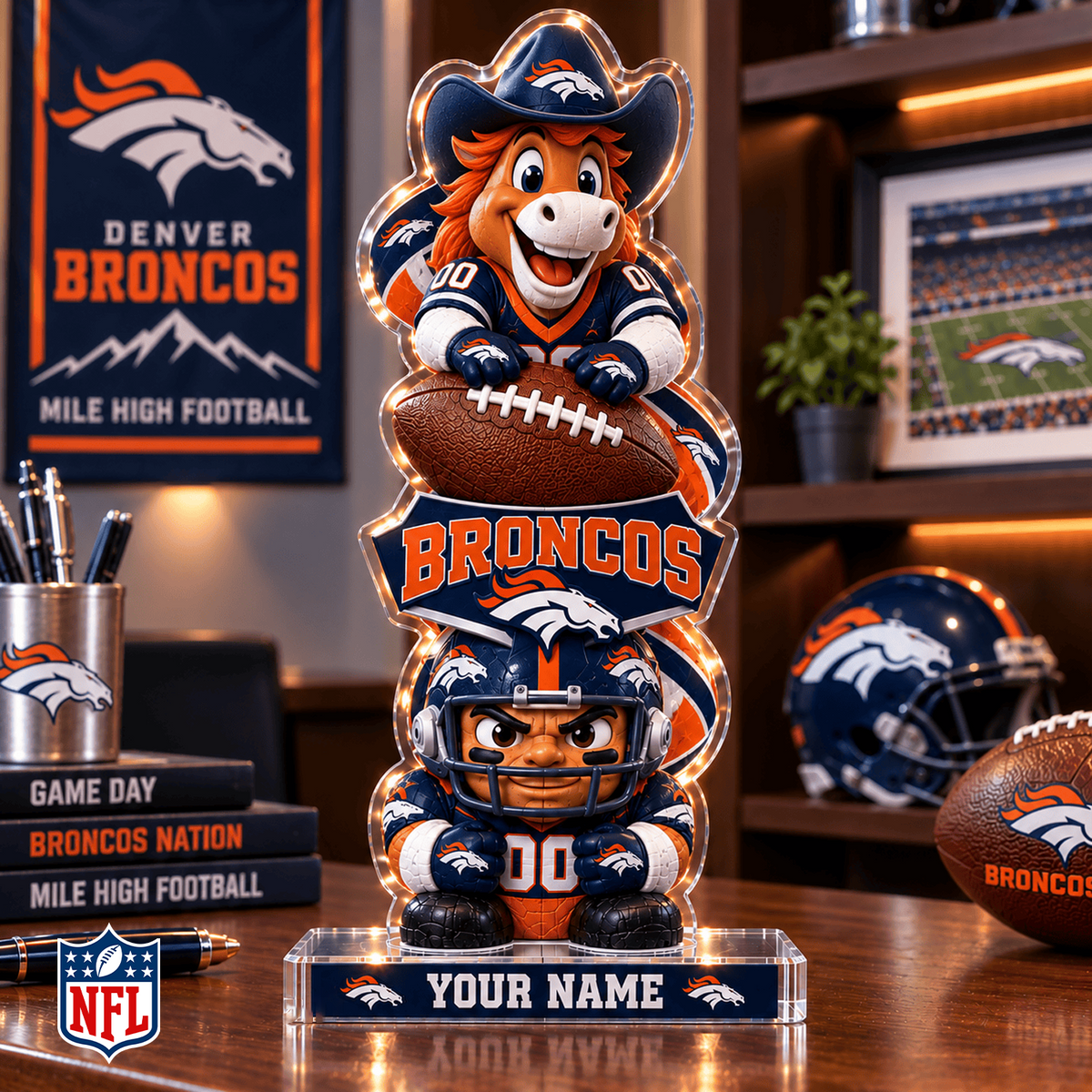 DEN x NFL Christmas KICKOFF Personalized Acrylic Block Plaque