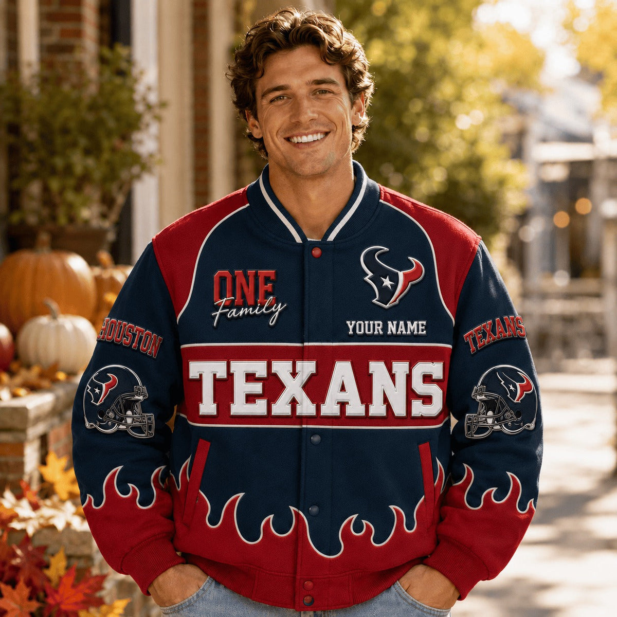 HT NFL Team Baseball Jacket Custom Any Name Gift For Fan