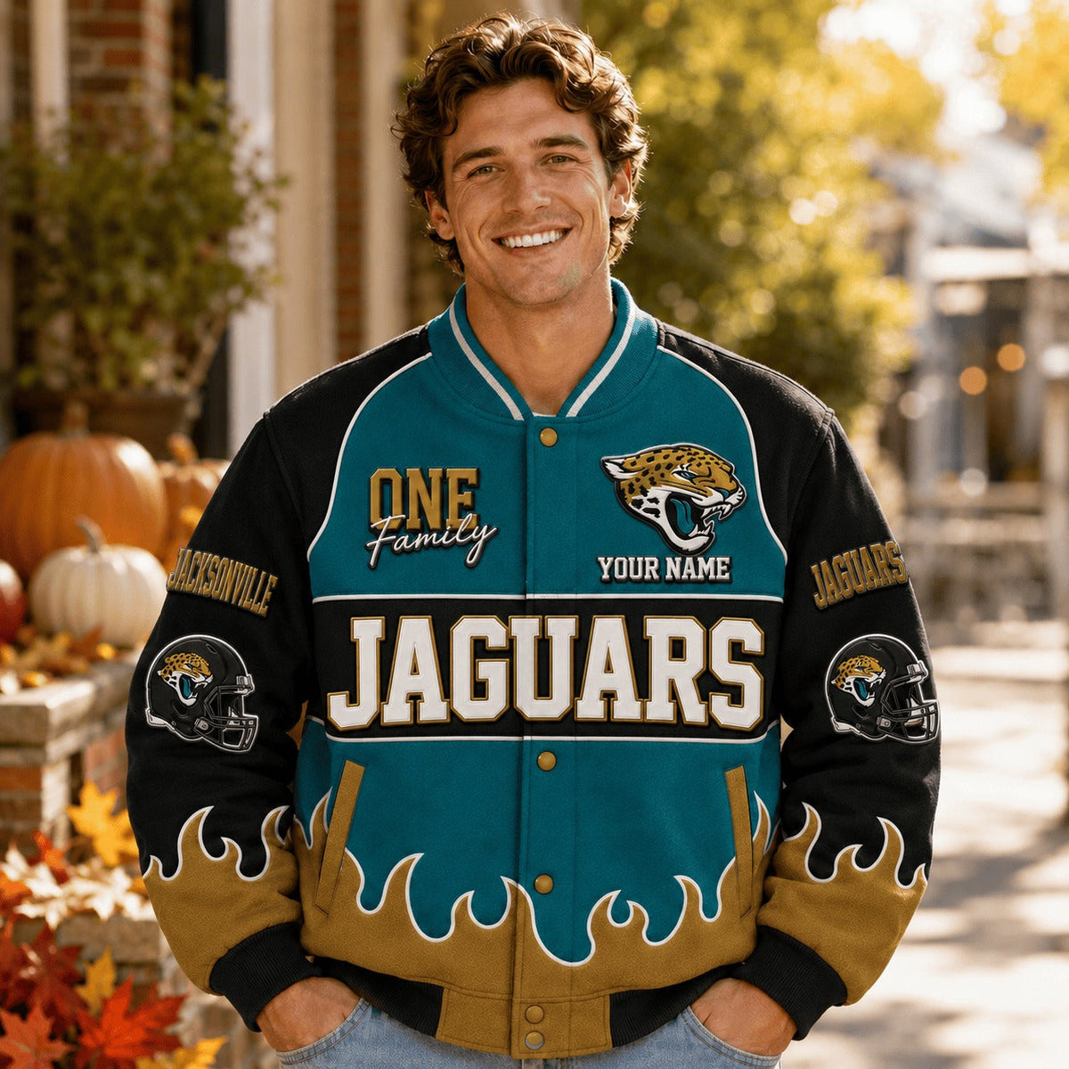 JJ NFL Team Baseball Jacket Custom Any Name Gift For Fan