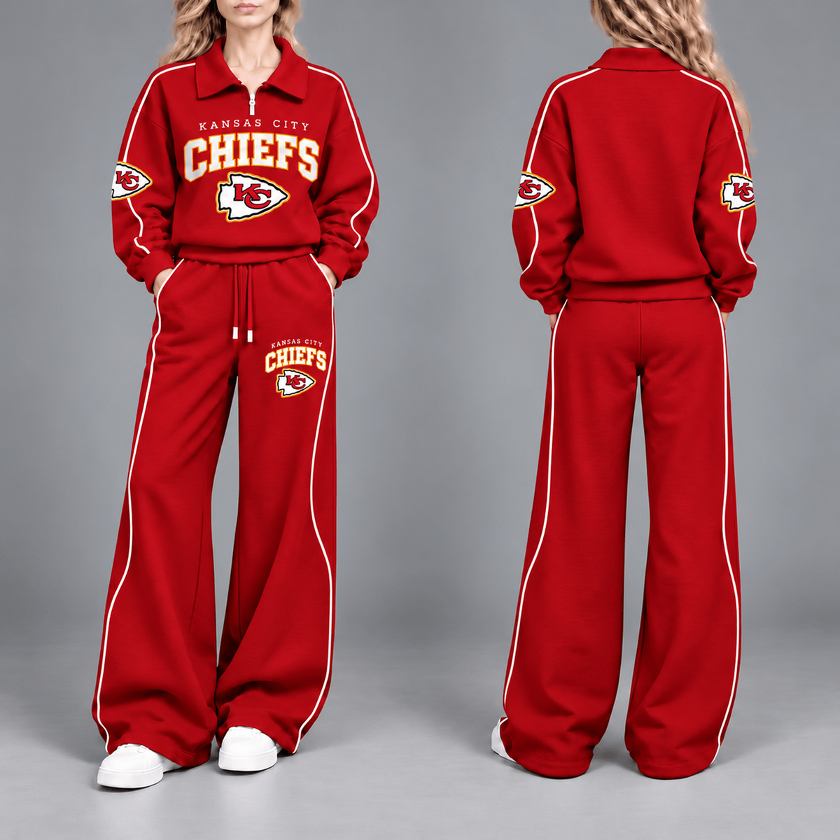 KC Premium NFL Team Pride Contrast Piping Quarter-Zip + Pants