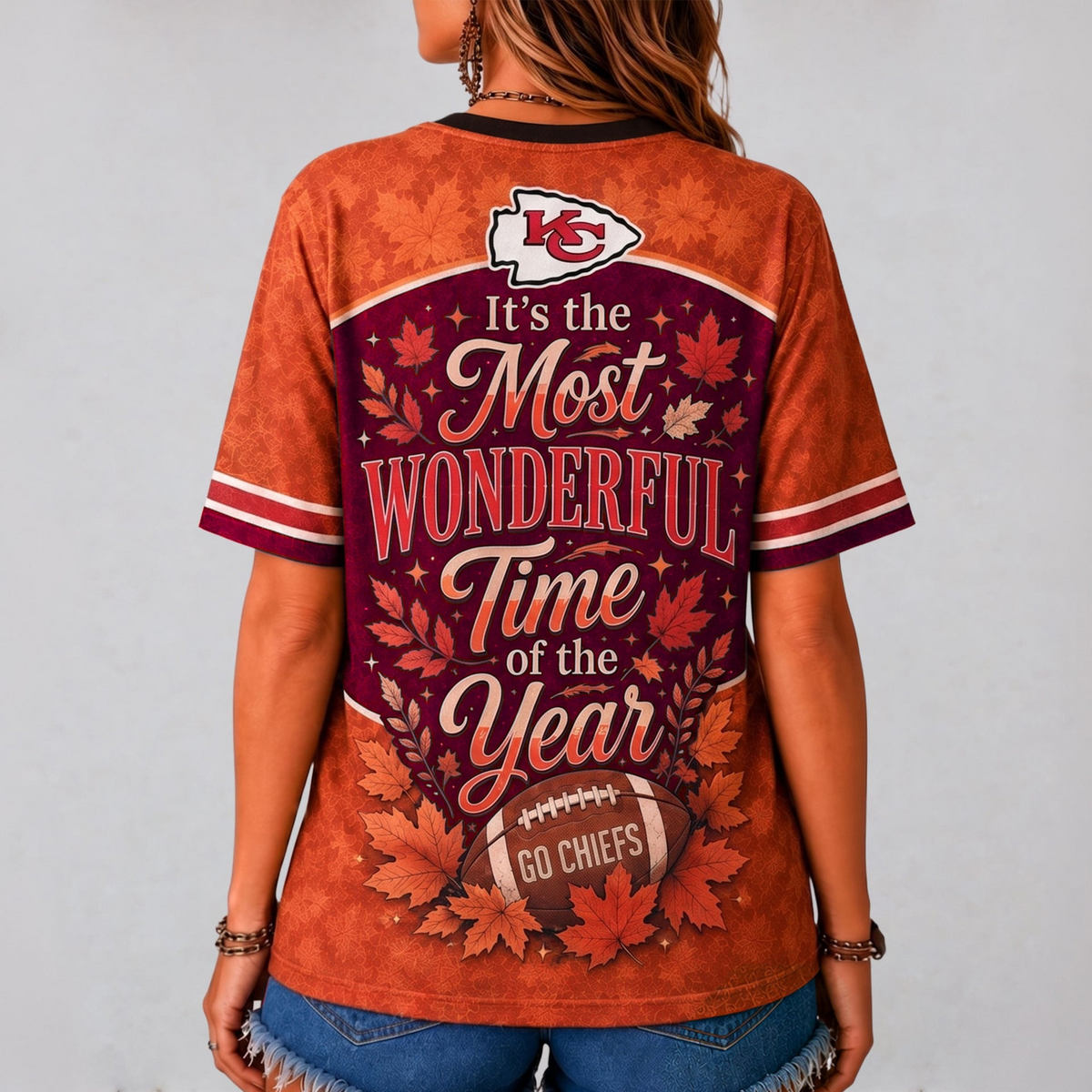 KCC Premium NFL Fall Game Day V-Neck Shirt