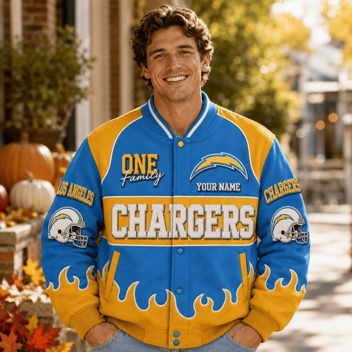 LAC NFL Team Baseball Jacket Custom Any Name Gift For Fan
