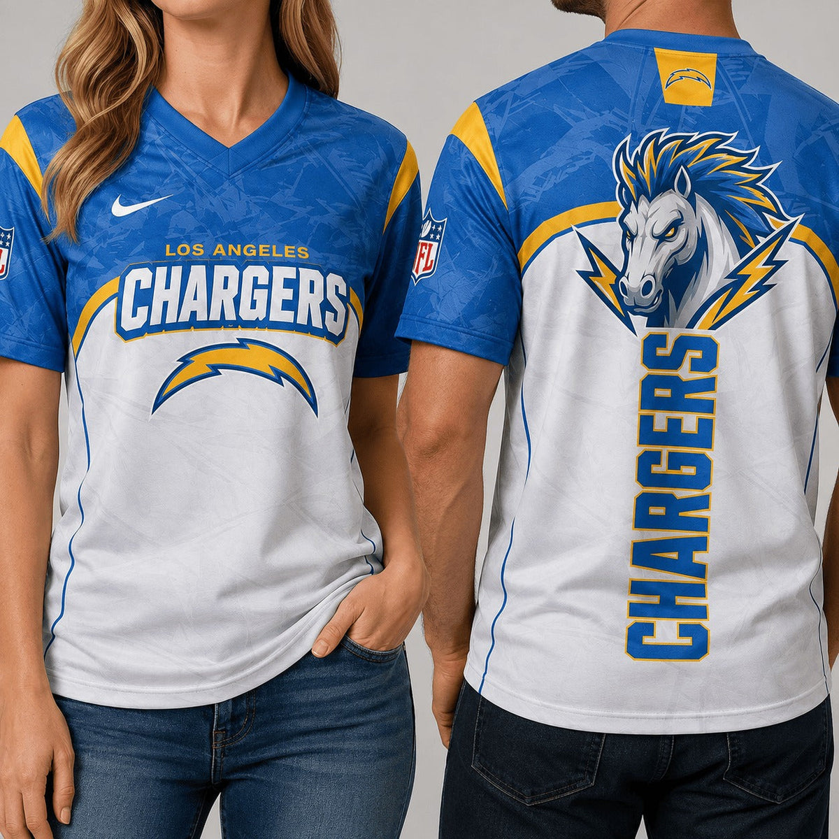 LAC Premium NFL Power Graphic 3D V-neck Shirt