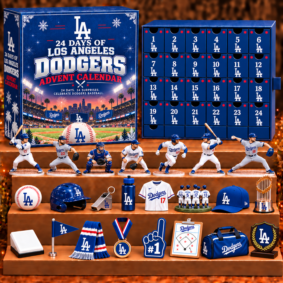 LAD x MLB Personalized 24 Days Of Baseball Advent Calendar Blink Box