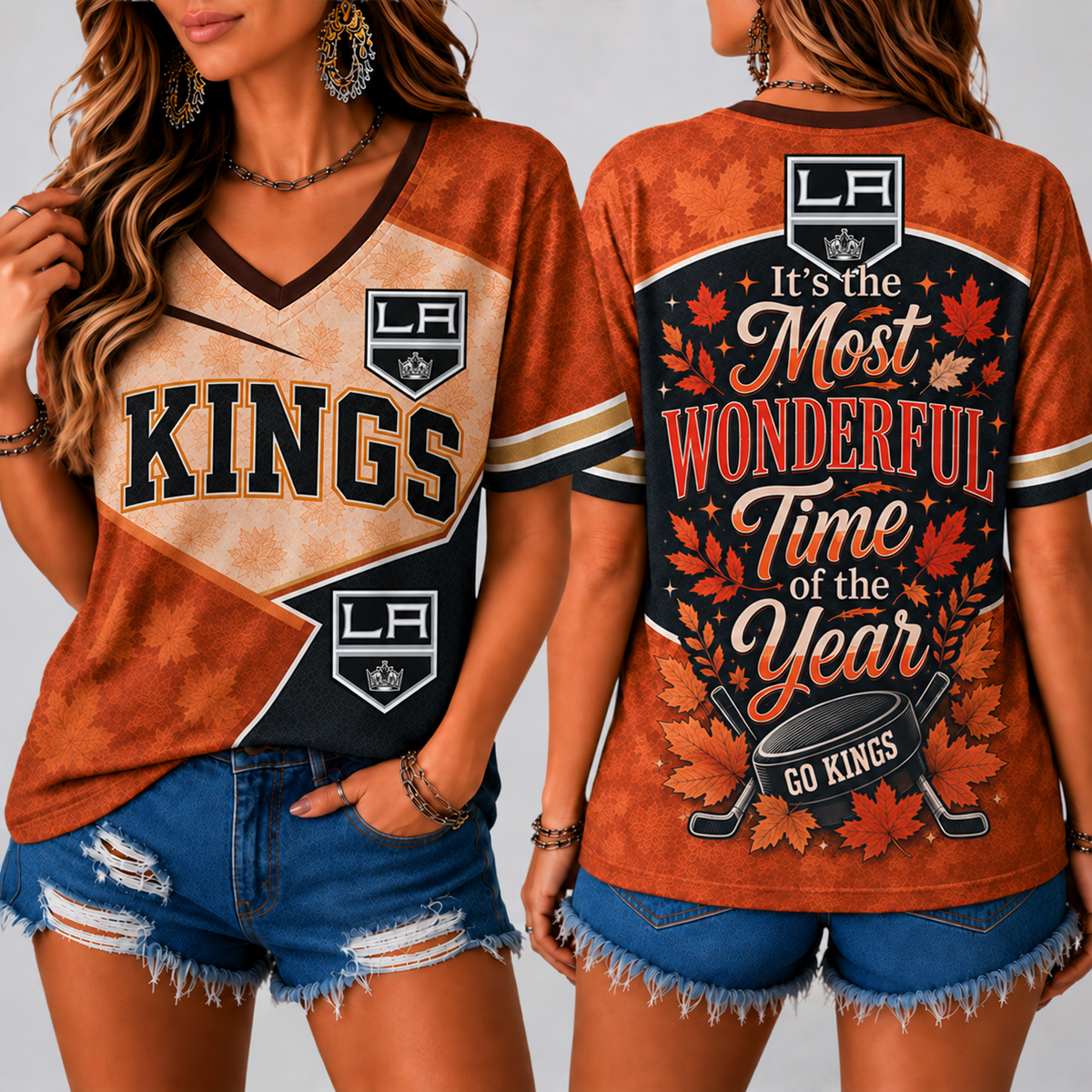 LAK Premium NHL Fall Game Day V-Neck Shirt