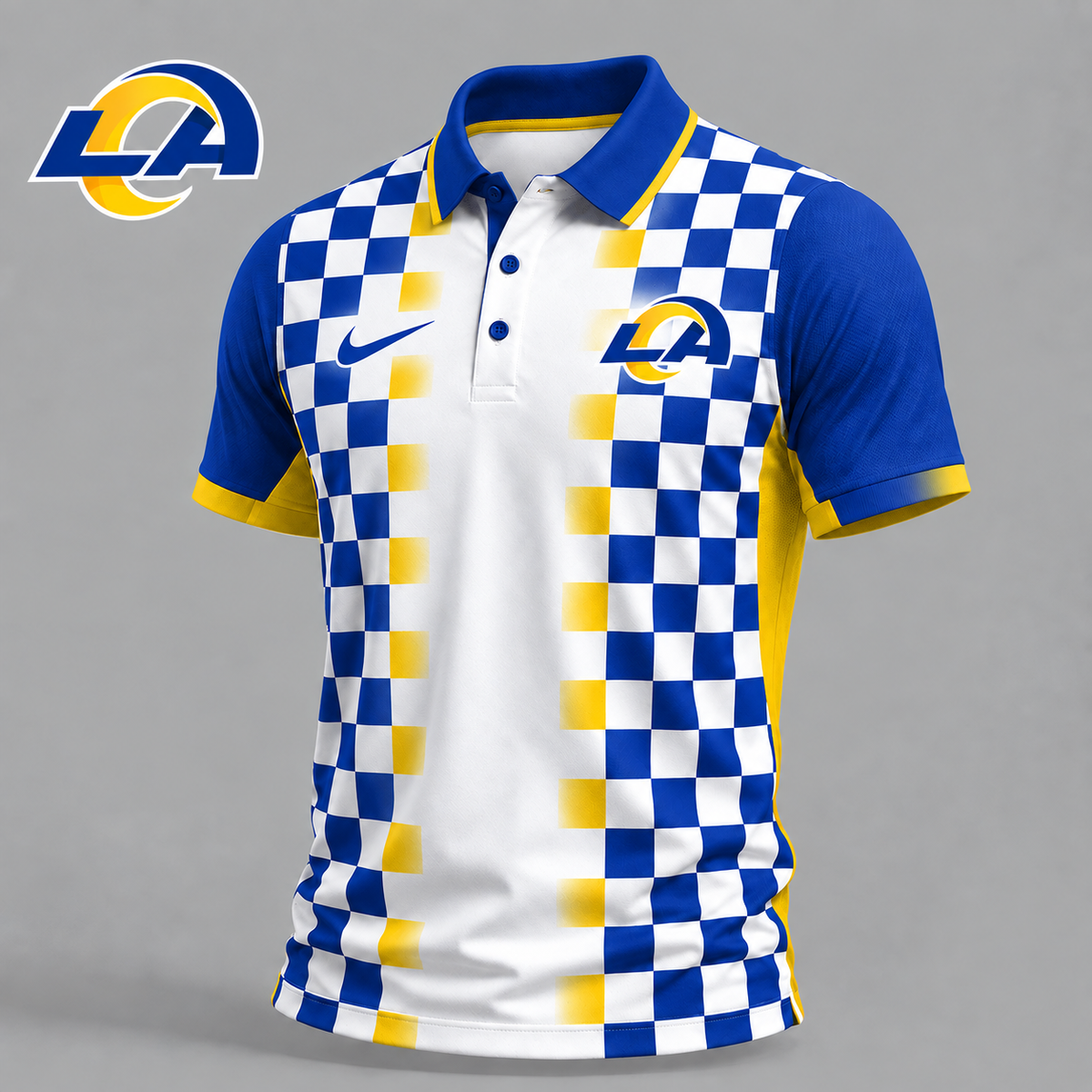 LAR Premium NFL Checkered Fade Polo Shirt