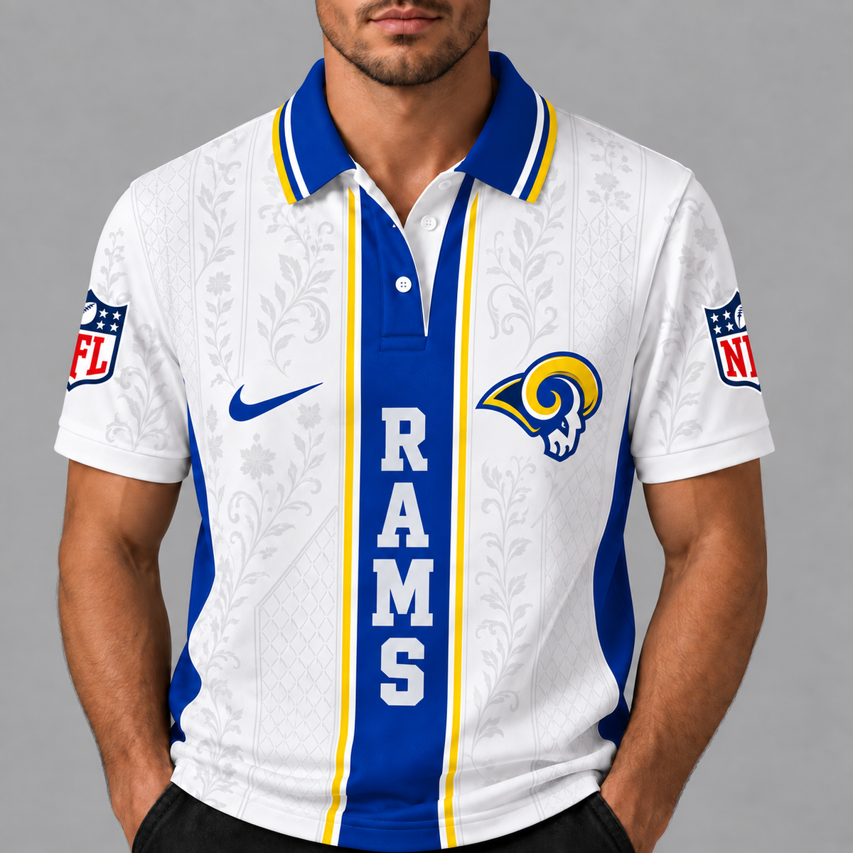 LAR Premium NFL Floral Elegance Menƒ??s Polo Shirt