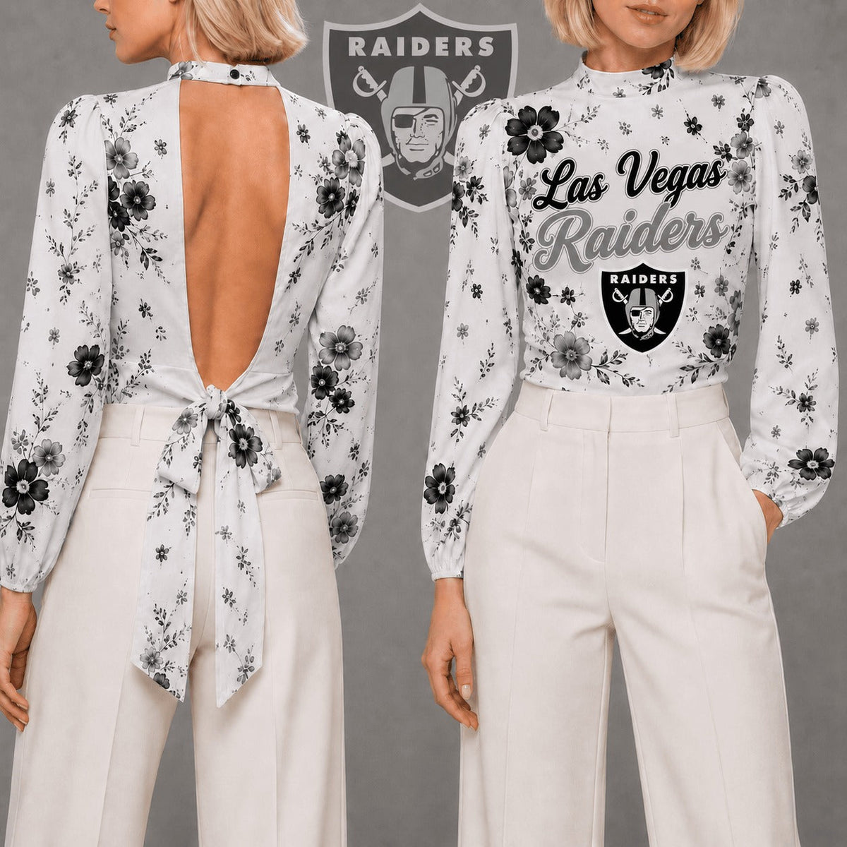 LVR Premium NFL Floral Backless Long Sleeve Shirt