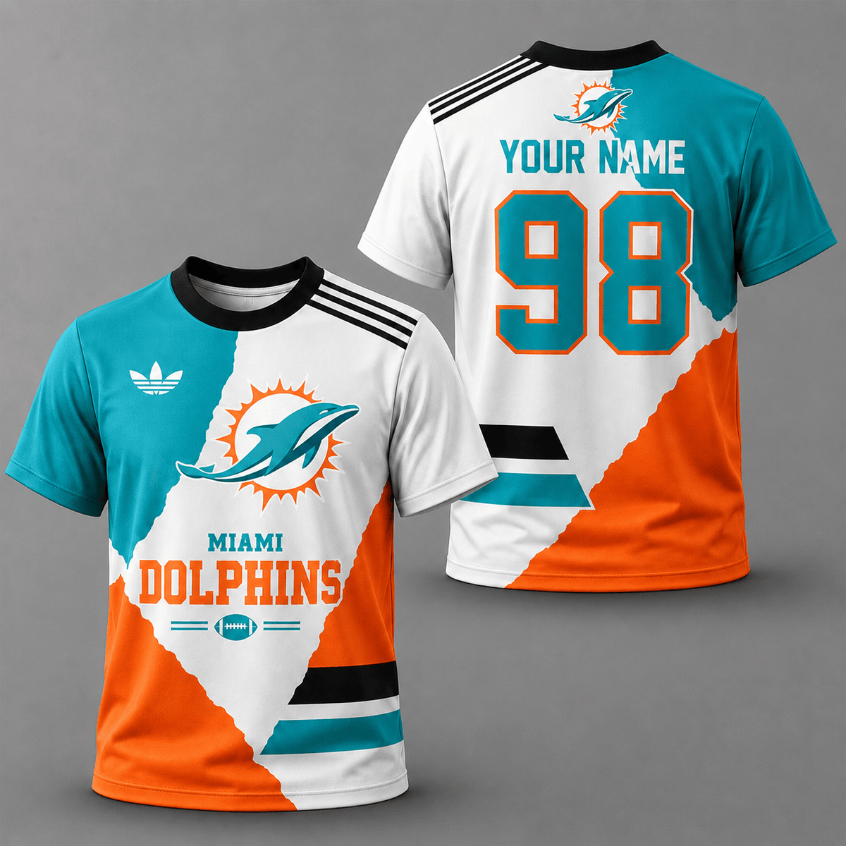 MD Premium Personalized Football Split Design Custom Name Number All Over Print T-Shirt