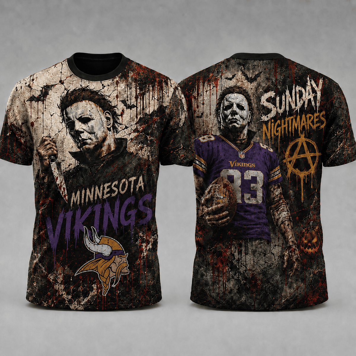 MV Premium NFL Michael Myers Sunday Nightmares 3D T-Shirt For Horror Football Fans