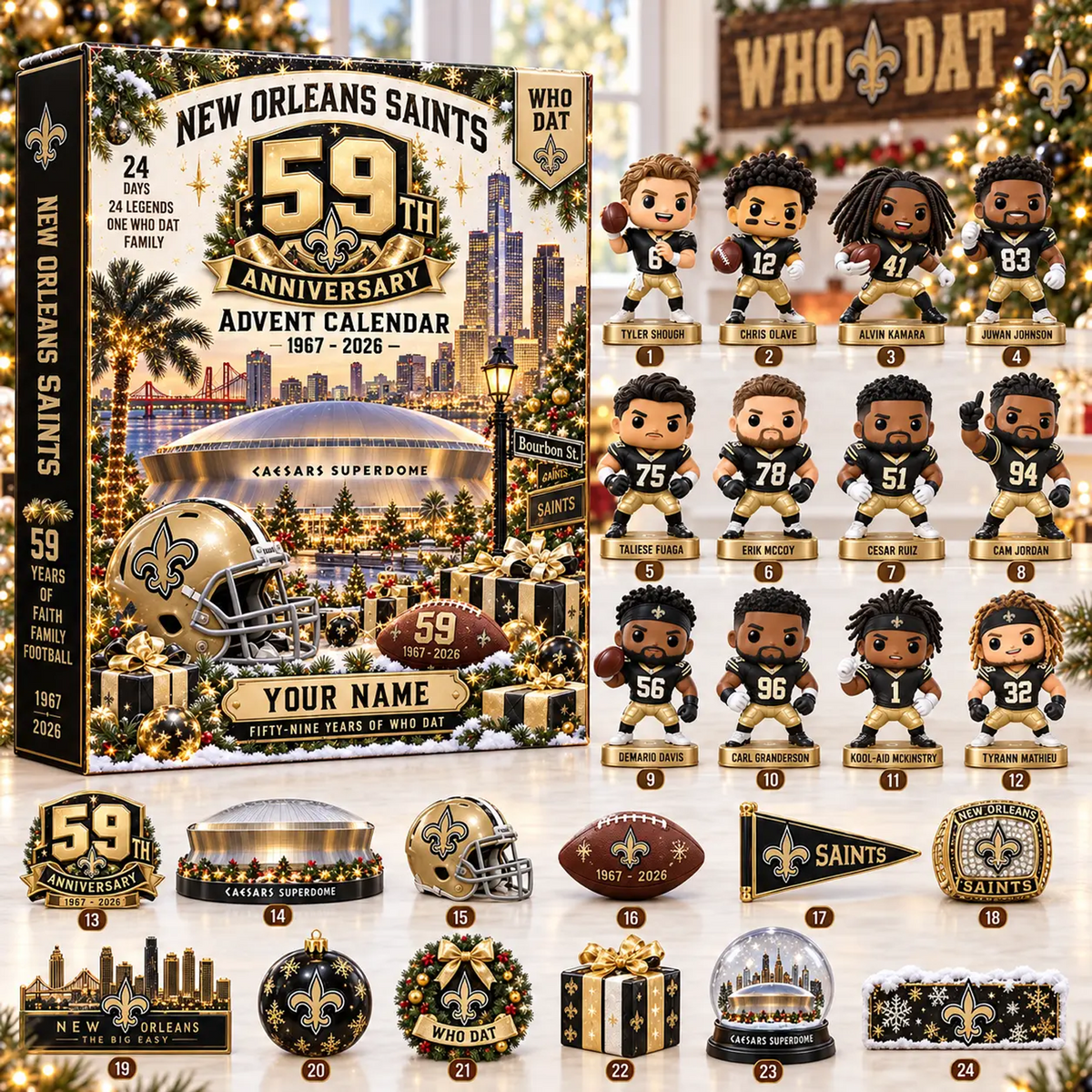 NO x NFL Christmas 2026 Anniversary Advent Calendar Box Custom Any Name Gifts