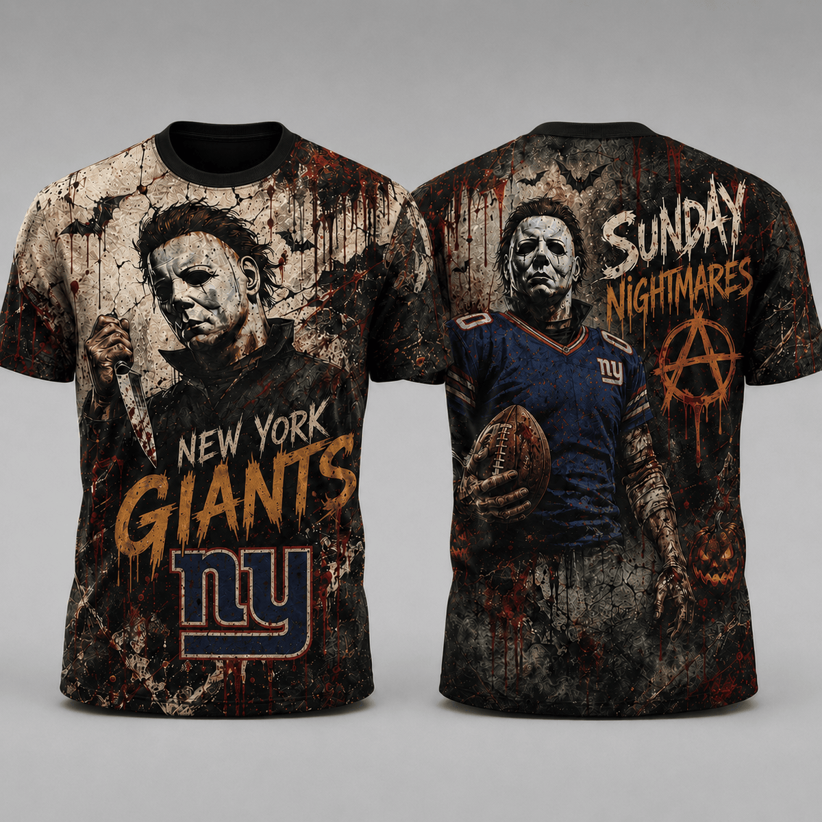 NYG Premium NFL Michael Myers Sunday Nightmares 3D T-Shirt For Horror Football Fans