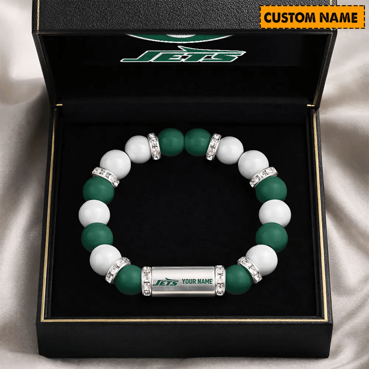 NYJ x NFL Custom Name Handcrafted Lucky Energy Bracelet Gift For Fans