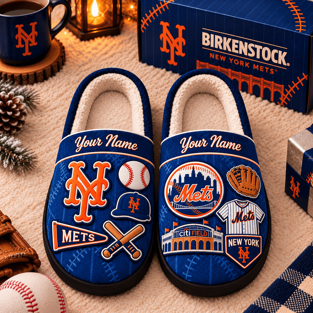 NYM x MLB Game Day Personalized Name Slipper