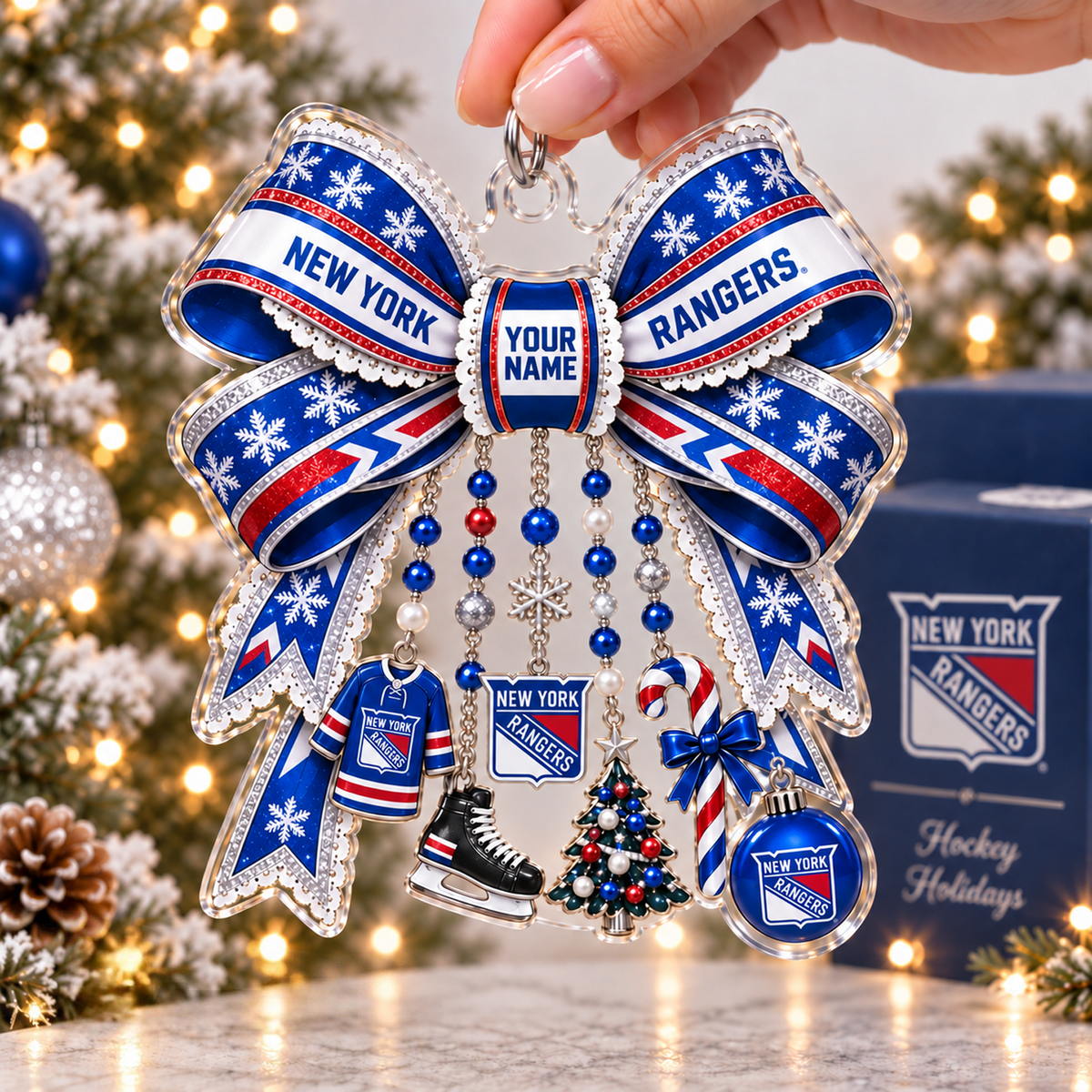 NYR x NHL Christmas KICKOFF Premium Personalized Acrylic Ornament Gift For Fan Hockey Men Women
