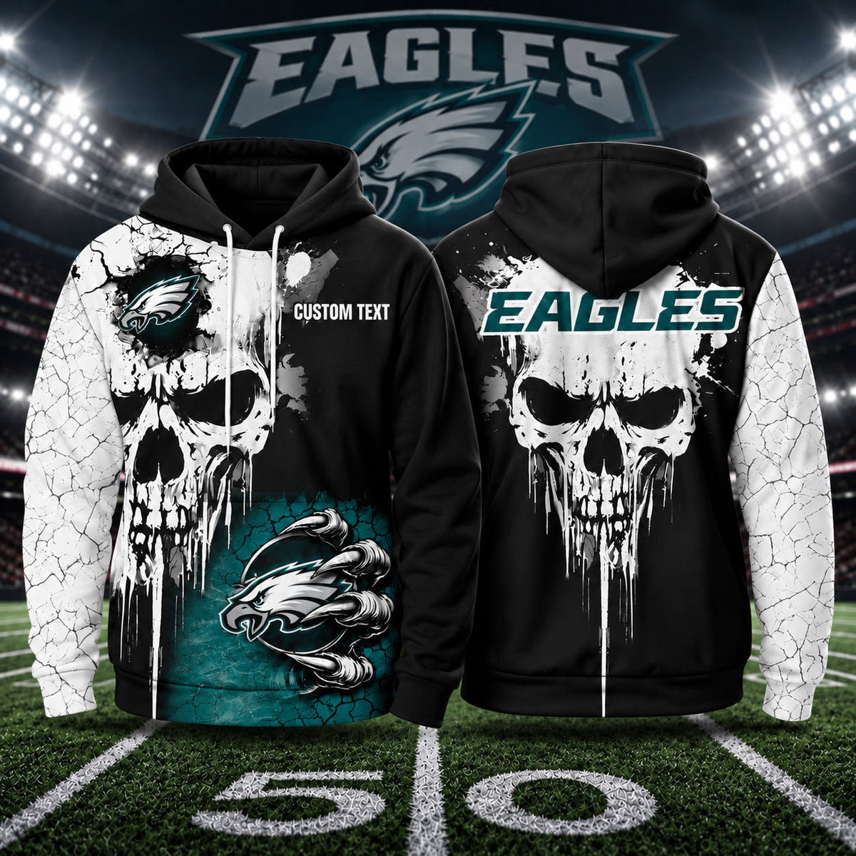 PE NFL Premium Skull Hoodie