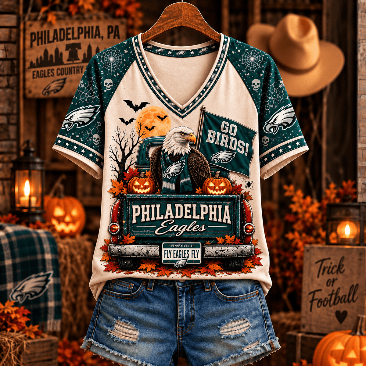 PE Premium Halloween V-Neck T Shirt Gift For Fan