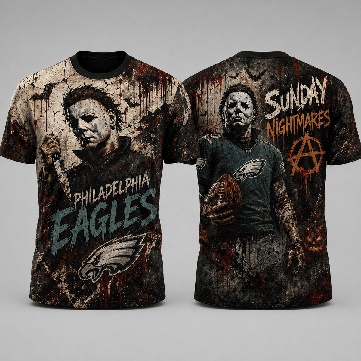 PE Premium NFL Michael Myers Sunday Nightmares 3D T-Shirt For Horror Football Fans