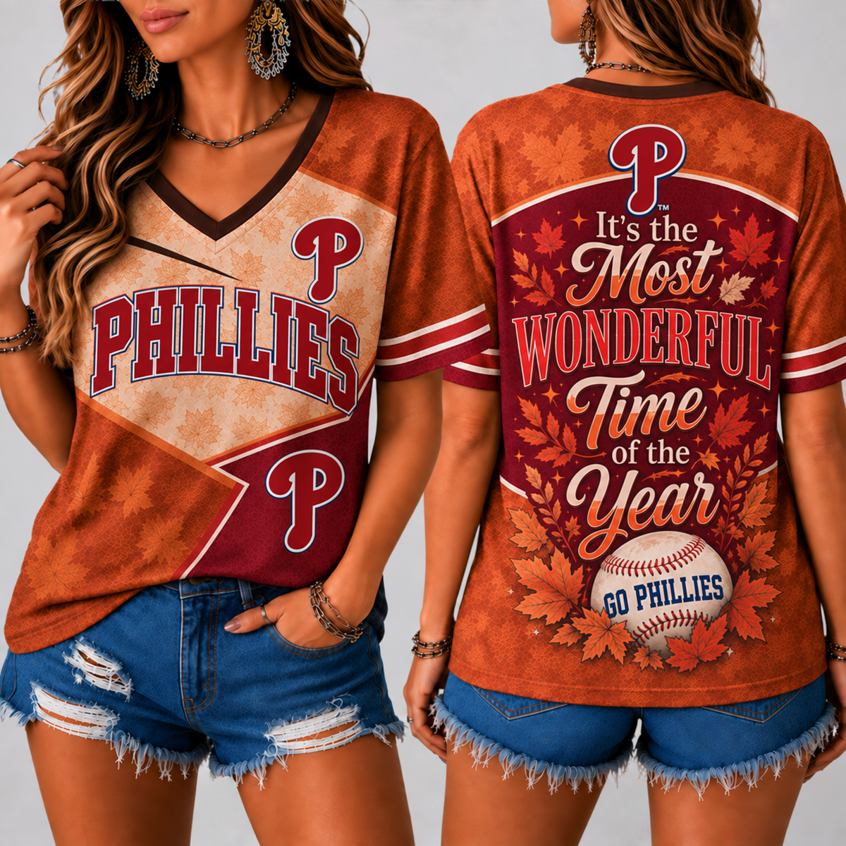 PHI Premium MLB Fall Game Day V-Neck Shirt