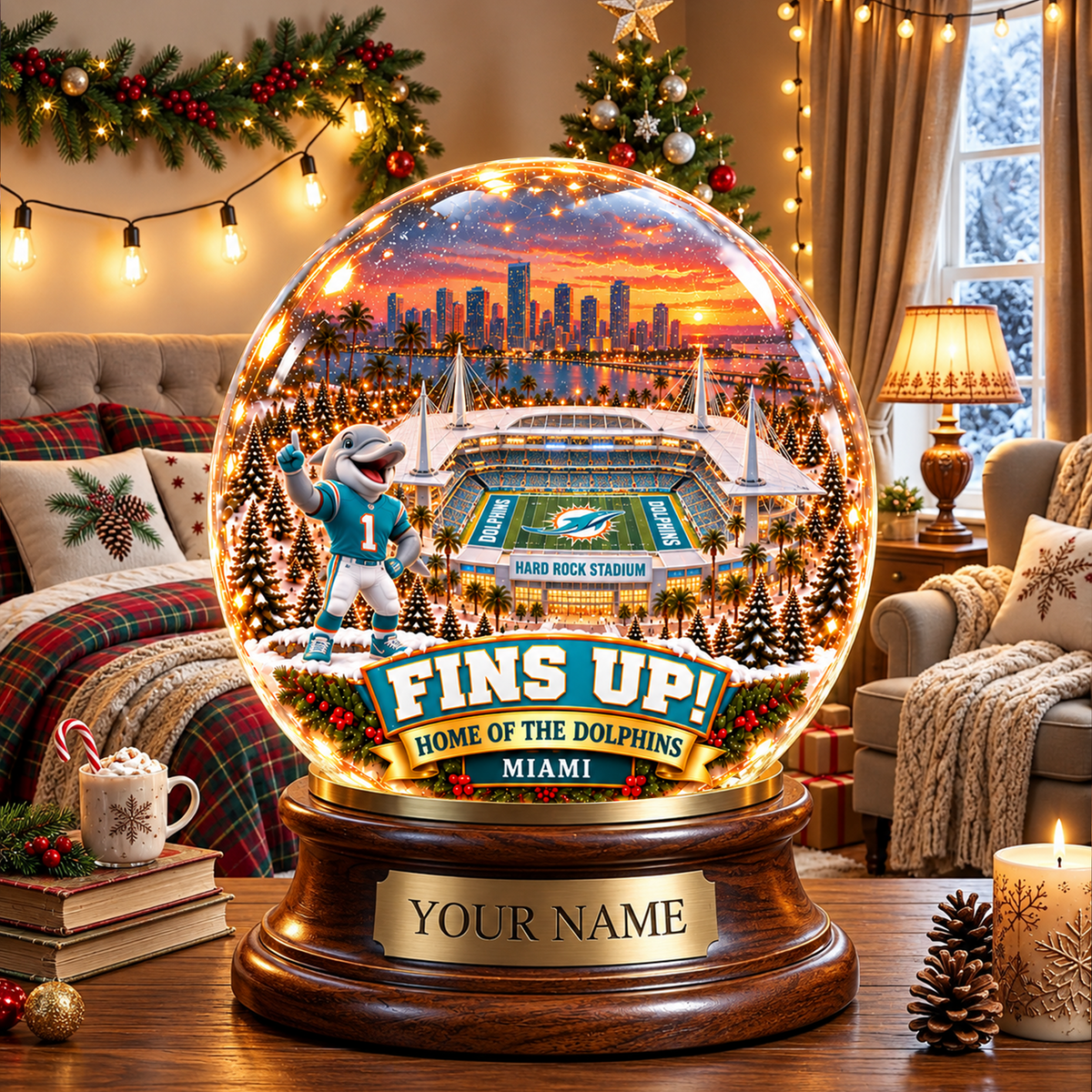 PREMIUM NFL MD DELUXE PERSONALIZED Crystal Ball Night Light For FanLIMITED EDITION NDT VHM 031026