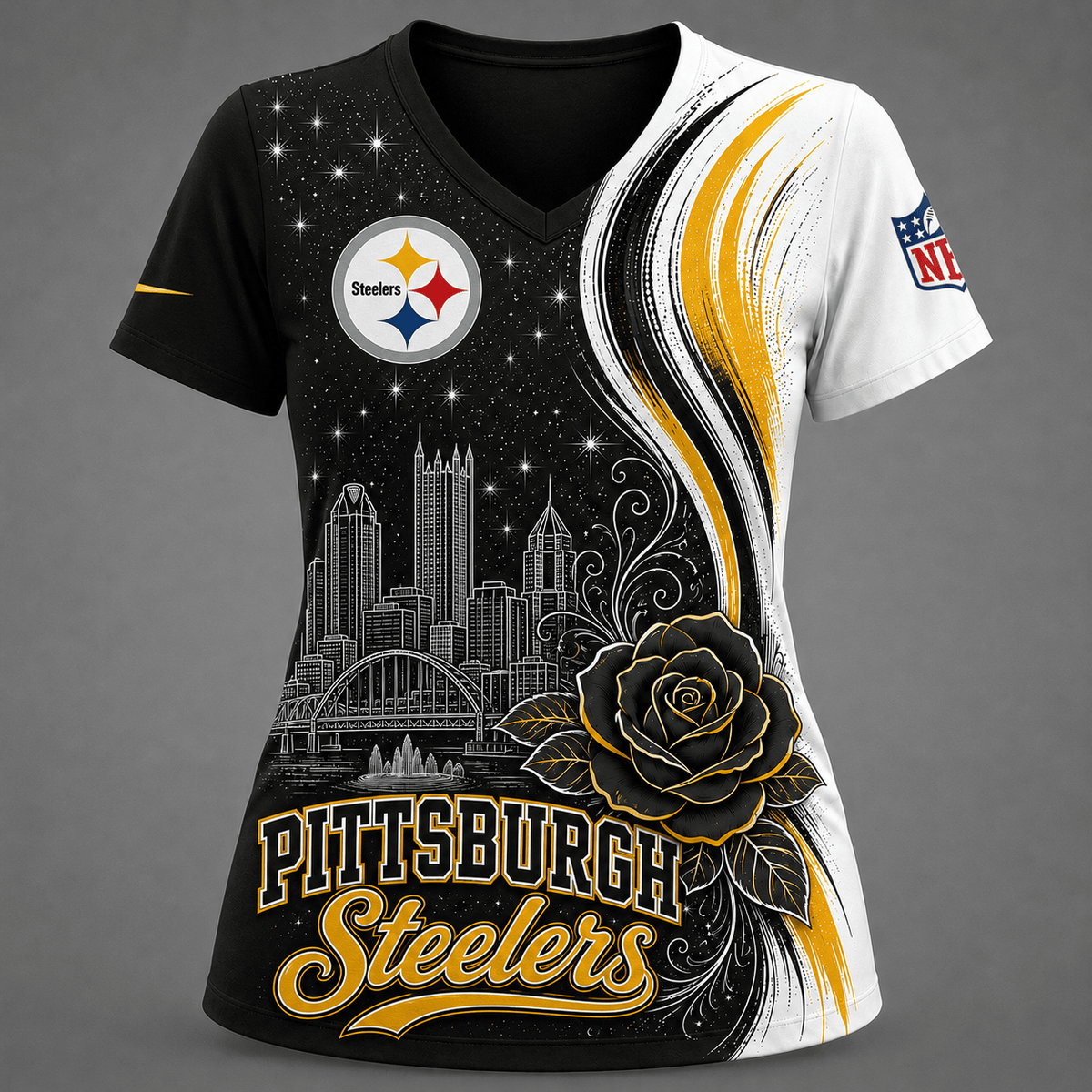 PS Premium NFL Floral Skyline V-neck