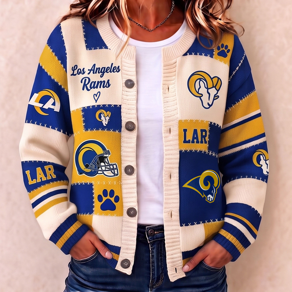 Premium LAR x NFL Patchwork Knit Varsity Cardigan