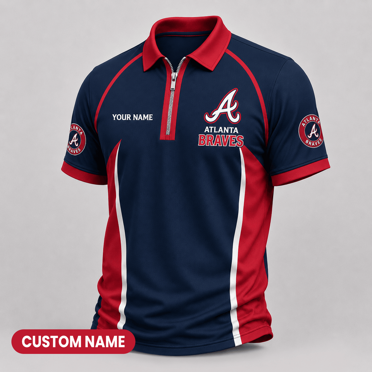 Premium MLB x ATL Performance Zipper Polo Shirt