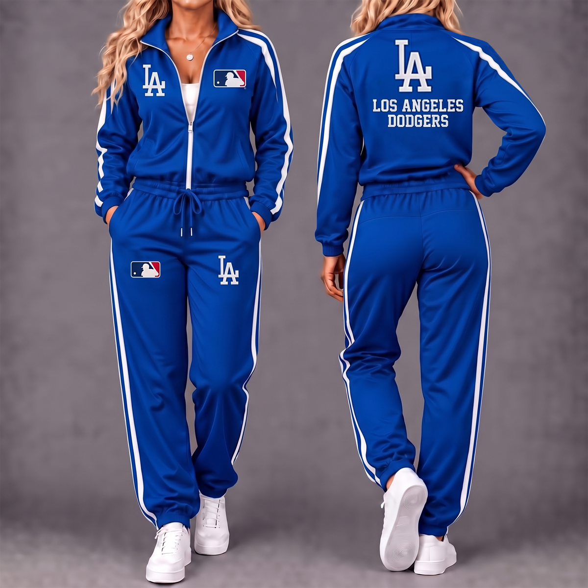 Premium MLB x LAD Game Day Waterproof Windbreaker Zip-Up Tracksuit Set