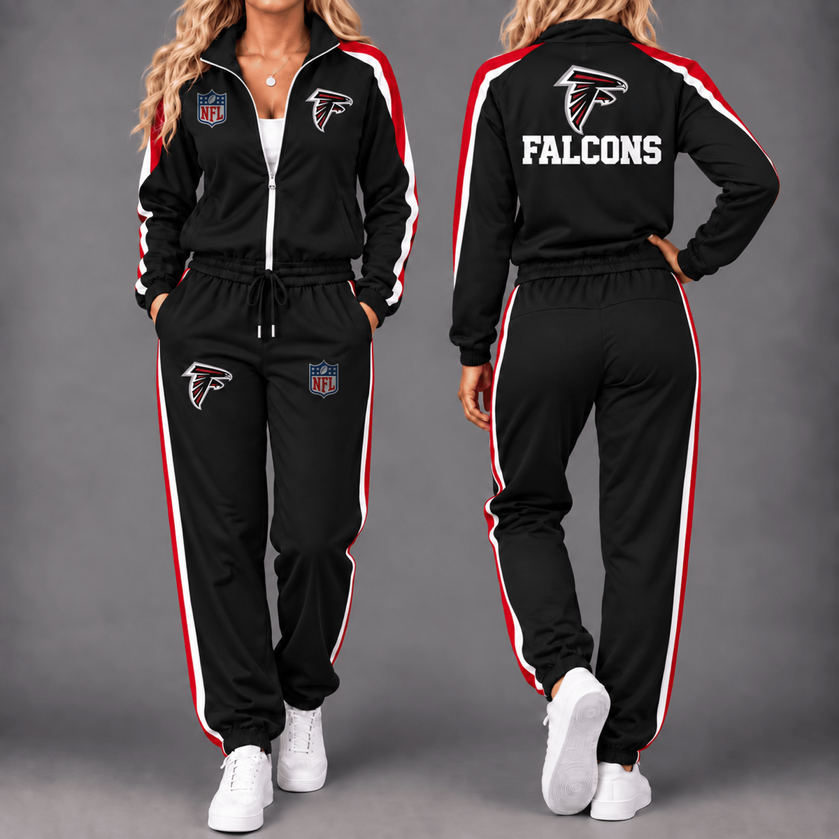 Premium NFL x ATL Game Day Waterproof Windbreaker Zip-Up Tracksuit Set