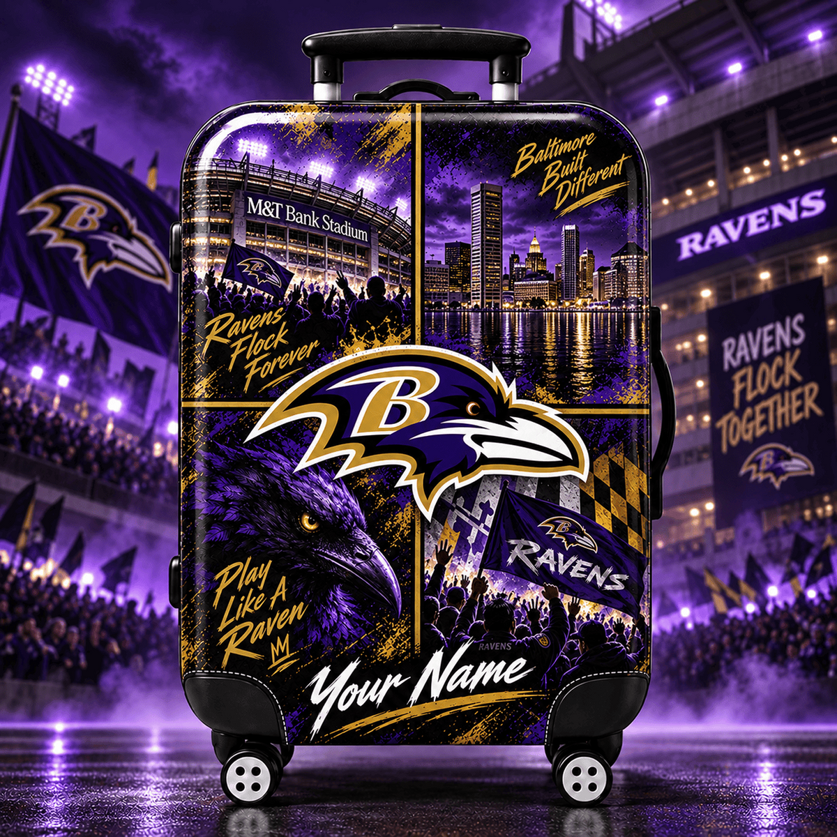 Premium NFL x BAL Personalized Team Pride Stadium Travel Suitcase