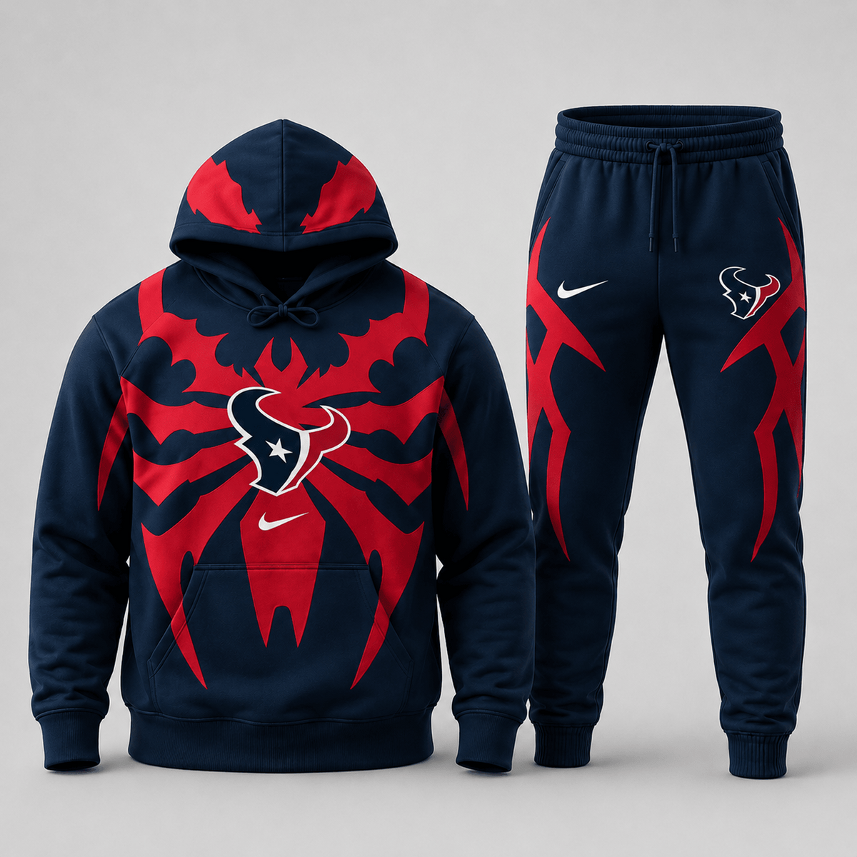 Premium NFL x HOU Spider Web Graphic Hoodie & Jogger Pants Set