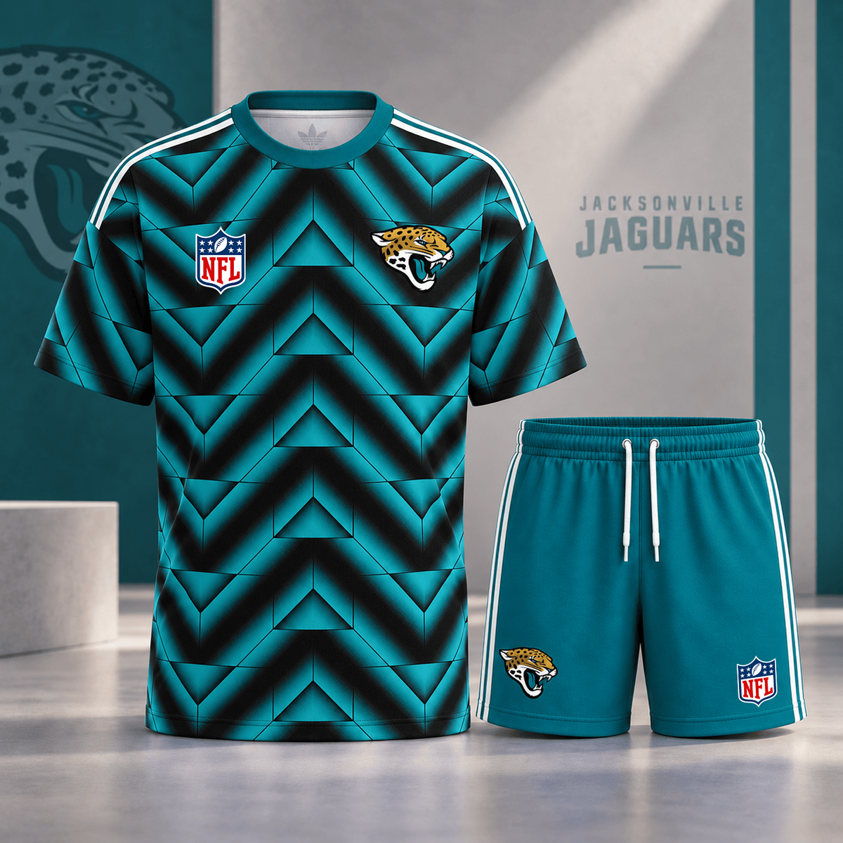 Premium NFL x JAX Geometric Performance Shirt & Shorts Set